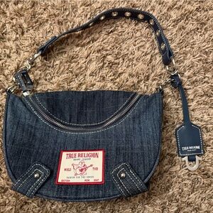 True Religion Beige and Navy Interior Handbag